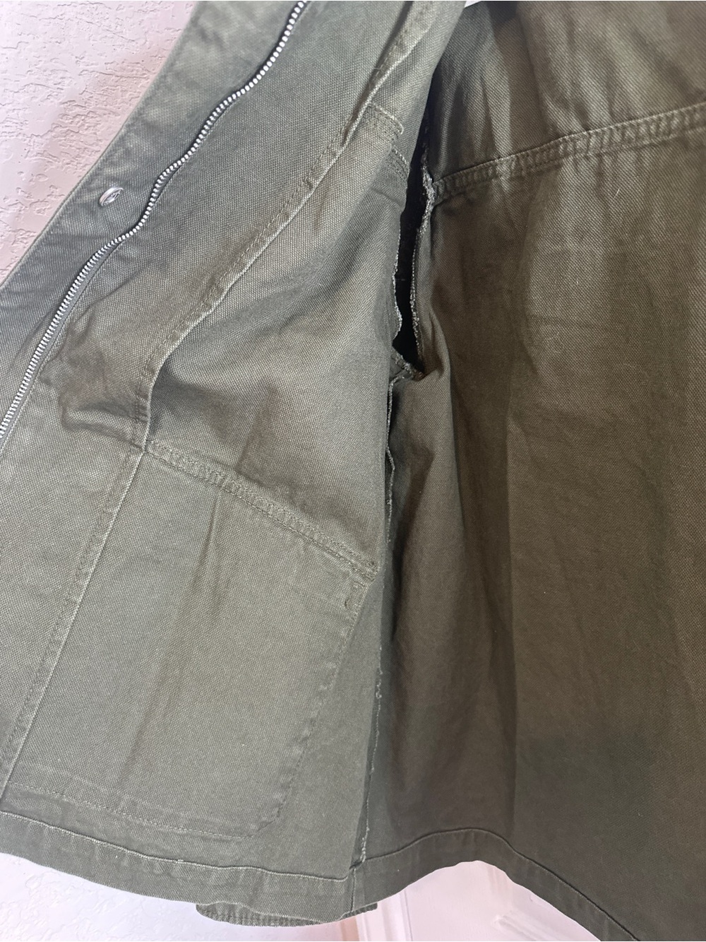 NWT Gap Relaxed Canvas Barn Jacket Olive Corduroy Collar Size L - Picture 8 of 11